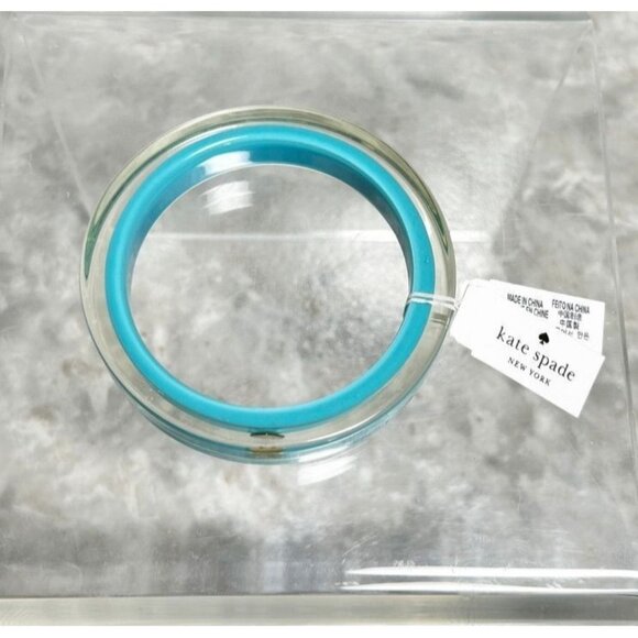 Kate Spade Logo Lucite Bangle Bracelet in Turquoise - NWT & Box - Picture 4 of 5